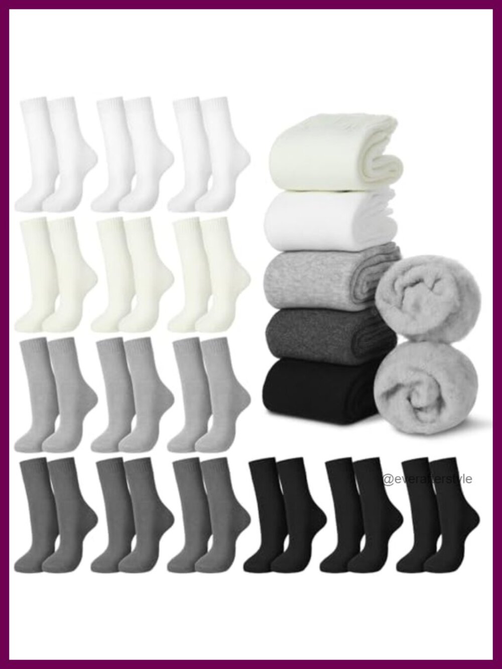 Women's Wool Blend Thermal Fuzzy Socks 15 Pairs Warm Winter
